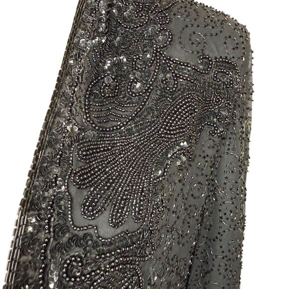 Vintage Niteline Della Roufogali Black Silk Beaded Evening Jacket Size S - Picture 3 of 16